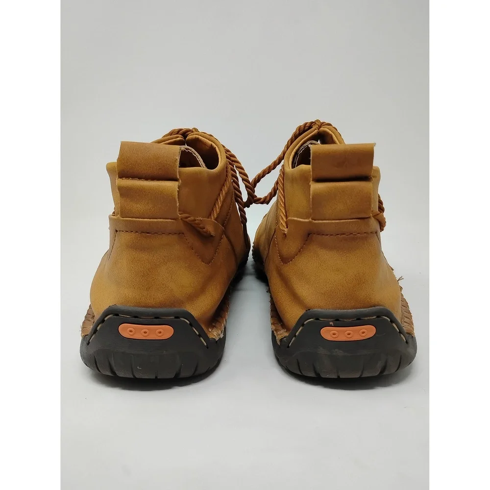 Gorpcore Minimalist Mens Leather Zip Moccasin Boots Size 14 EU 48 Rubber Sole